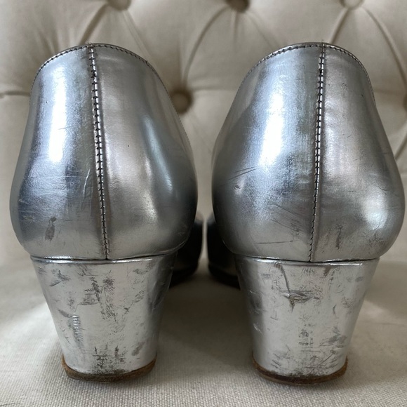 Louboutin Silver Wedge Heels IT 38.5 or US 8 - Picture 5 of 10